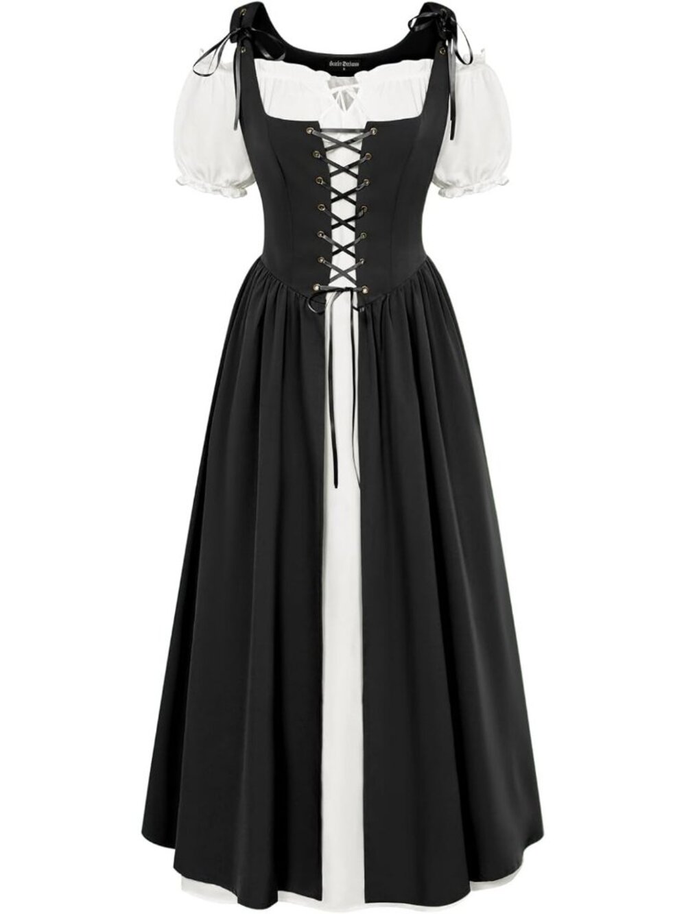 Women's Black Renaissance Pirate Medieval Dress Witch Halloween Costume Set
